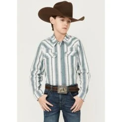 Best Pirce ???? Cody James Boys' Dobby Stripe Long Sleeve Western ???? Shirt Cream ????