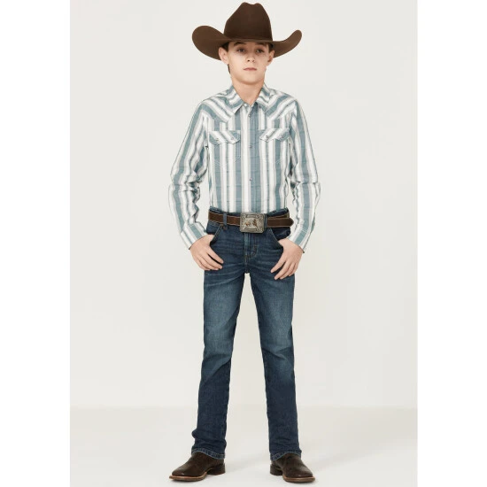 Best Pirce ???? Cody James Boys' Dobby Stripe Long Sleeve Western ???? Shirt Cream ???? 2 Best Pirce ???? Cody James Boys' Dobby Stripe Long Sleeve Western ???? Shirt Cream ???? - Image 2