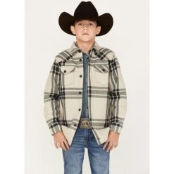 Best Pirce ❤️ Cody James Boys' Long Sleeve Button Down Flannel ???? Shirt Cream ????