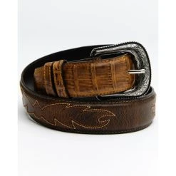 Outlet ✨ Cody James Men's Caiman Embroidered Belt Brown ❤️