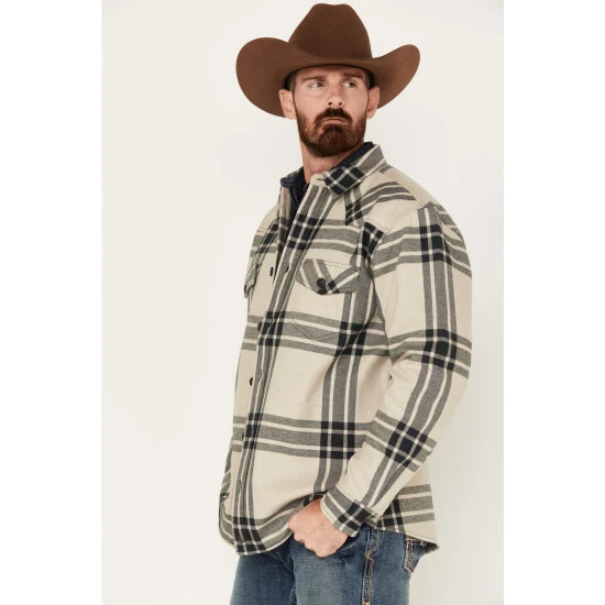 New ???? Cody James Men's Tavern Large Plaid Bonded Long Sleeve Button Flannel Jacket Cream ???? 2 New ???? Cody James Men's Tavern Large Plaid Bonded Long Sleeve Button Flannel Jacket Cream ???? - Image 2