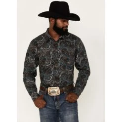 New ???? Cody James Men's Paisley 101 Paisley Print Long Sleeve Snap Western ???? Shirt Brown ????