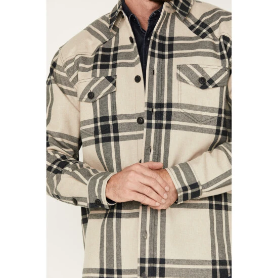New ???? Cody James Men's Tavern Large Plaid Bonded Long Sleeve Button Flannel Jacket Cream ???? 3 New ???? Cody James Men's Tavern Large Plaid Bonded Long Sleeve Button Flannel Jacket Cream ???? - Image 3