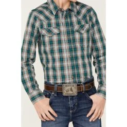 New ???? Cody James Boys' Plaid Print Long Sleeve Snap Western ???? Shirt Blue ???? -Cody James -shop unnamed file 1199