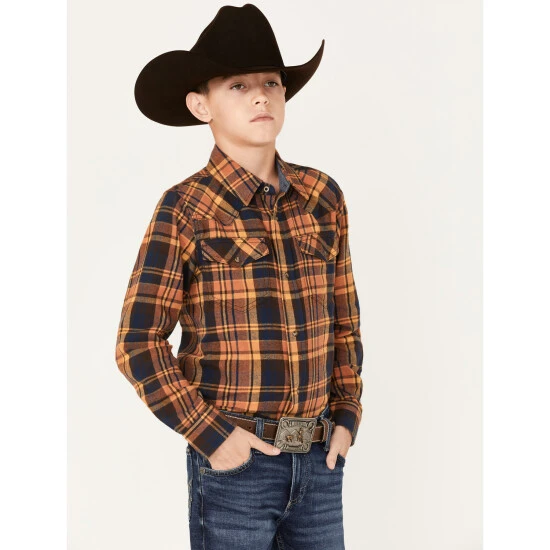 Deals ???? Cody James Youth Boys' Plaid Print Long Sleeve Snap Western Flannel ???? Shirt Brown ???? 2 Deals ???? Cody James Youth Boys' Plaid Print Long Sleeve Snap Western Flannel ???? Shirt Brown ???? - Image 2