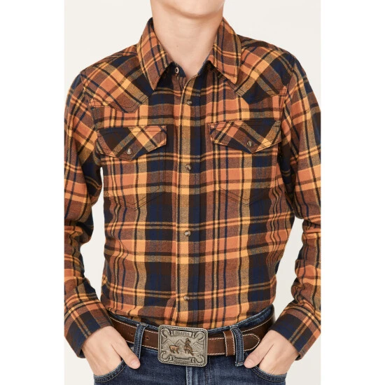 Deals ???? Cody James Youth Boys' Plaid Print Long Sleeve Snap Western Flannel ???? Shirt Brown ???? 3 Deals ???? Cody James Youth Boys' Plaid Print Long Sleeve Snap Western Flannel ???? Shirt Brown ???? - Image 3