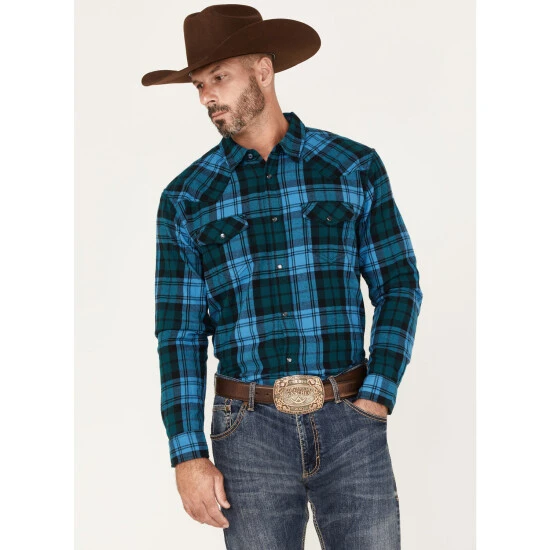 Budget ❤️ Cody James Men's Mckenzie Plaid Snap Western Flannel ???? Shirt Navy ???? 1 Budget ❤️ Cody James Men's Mckenzie Plaid Snap Western Flannel ???? Shirt Navy ????