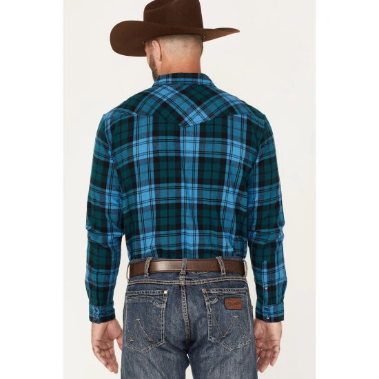Budget ❤️ Cody James Men's Mckenzie Plaid Snap Western Flannel ???? Shirt Navy ???? 4 Budget ❤️ Cody James Men's Mckenzie Plaid Snap Western Flannel ???? Shirt Navy ???? - Image 4