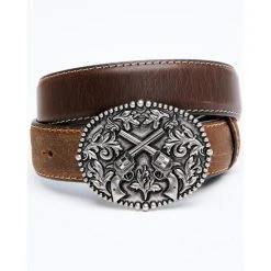 Best Sale ???? Cody James Boys' Crossed Pistols Western Belt Brown ????