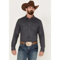 Hot Sale ???? Cody James Southside Satin Stripe Snap Western ???? Shirt For Men Dark Grey ✨