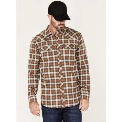 Wholesale ???? Cody James Men's FR Khaki Mini Buffalo Plaid Long Sleeve Snap Work ???? Shirt Beige/khaki ????