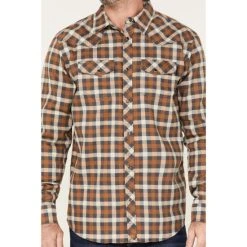 Wholesale ???? Cody James Men's FR Khaki Mini Buffalo Plaid Long Sleeve Snap Work ???? Shirt Beige/khaki ???? -Cody James -shop unnamed file 1252
