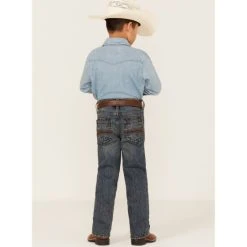 New ???? Cody James Little Boys' Steel Dust Medium Wash Mid-Rise Stretch Slim Straight ???? Jeans - Sizes 4-8 Blue ⌛