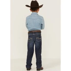 Wholesale ???? Cody James Little Boys' Clive Dark Wash Stretch Slim Bootcut ???? Jeans - Sizes 4-8 Blue ????