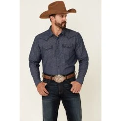 Budget ???? Cody James Men's Sound Washed Floral Print Long Sleeve Snap Western ???? Shirt Navy ????