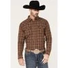 Best Sale ???? Cody James Men's Rusty Nail Small Plaid Snap Western Flannel ???? Shirt - Big & Tall Rust Copper ????