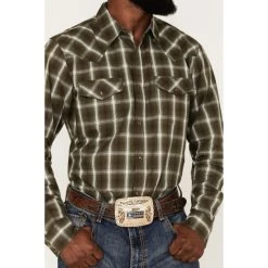 Brand new ???? Cody James Men's Lost Trail Plaid Print Long Sleeve Snap Western ???? Shirt - Big & Tall Olive ???? -Cody James -shop unnamed file 1342