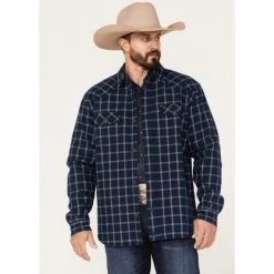 Buy ???? Cody James Men's Ghost Tree Plaid Button Down Sherpa Bonded Western Flannel ???? Shirt Jacket Navy ????