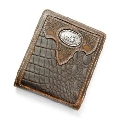 Cheapest ???? Cody James Men's Croc Embossed Bifold Wallet Chocolate ????