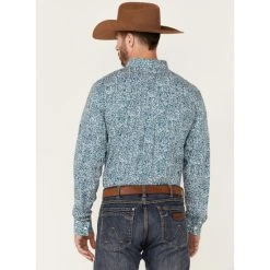 Brand new ???? Cody James Core Men's Workforce Floral Print Long Sleeve Button Down Western ???? Shirt Blue/white ⭐ -Cody James -shop unnamed file 1383