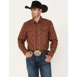 Deals ???? Cody James Men's On Tour Paisley Print Snap Western ???? Shirt Burgundy ????