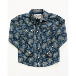 Promo ???? Cody James Toddler-Boys' Paisley Print Long Sleeve Western Snap ???? Shirt Navy ????