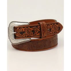 Flash Sale ???? Cody James Men's Tooled Billet Overlay Western Belt Brown ⭐