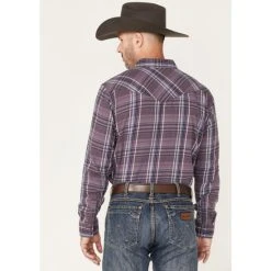 Flash Sale ???? Cody James Men's Mountaintop Large Plaid Snap Western Flannel ???? Shirt Purple ???? -Cody James -shop unnamed file 1494