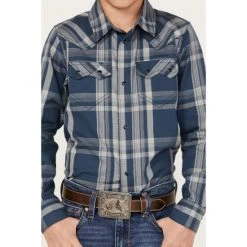 Cheap ???? Cody James Boys' Plaid Print Long Sleeve Western Snap ???? Shirt Navy ???? -Cody James -shop unnamed file 1503