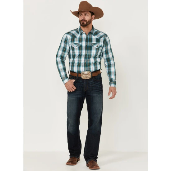 Discount ???? Cody James Men's Mineral Large Plaid Long Sleeve Snap Western ???? Shirt Blue ???? 2 Discount ???? Cody James Men's Mineral Large Plaid Long Sleeve Snap Western ???? Shirt Blue ???? - Image 2