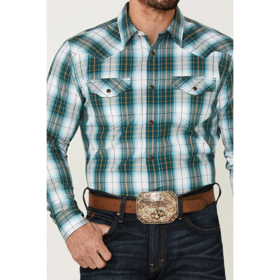 Discount ???? Cody James Men's Mineral Large Plaid Long Sleeve Snap Western ???? Shirt Blue ???? 3 Discount ???? Cody James Men's Mineral Large Plaid Long Sleeve Snap Western ???? Shirt Blue ???? - Image 3