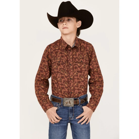 Hot Sale ???? Cody James Boys' Paisley Print Long Sleeve Western Snap ???? Shirt Burgundy ???? 1 Hot Sale ???? Cody James Boys' Paisley Print Long Sleeve Western Snap ???? Shirt Burgundy ????