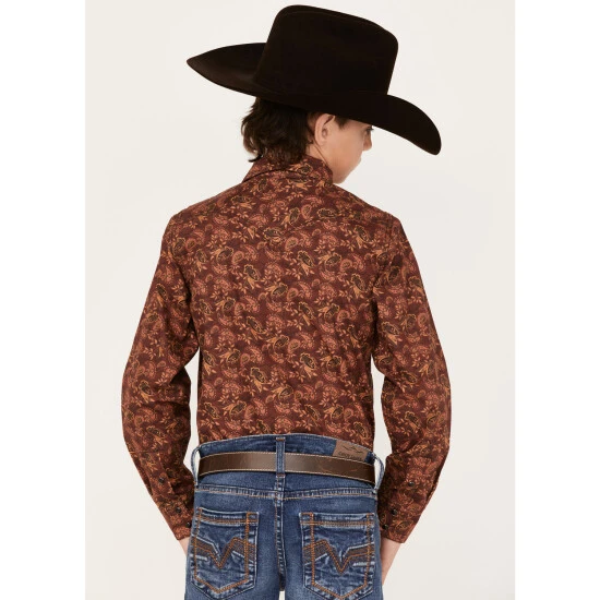 Hot Sale ???? Cody James Boys' Paisley Print Long Sleeve Western Snap ???? Shirt Burgundy ???? 4 Hot Sale ???? Cody James Boys' Paisley Print Long Sleeve Western Snap ???? Shirt Burgundy ???? - Image 4