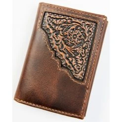 Budget ✨ Cody James Men's Brown Tooled Trifold Leather Wallet ????