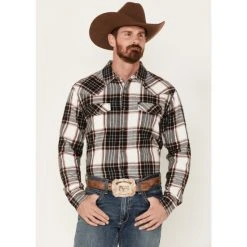 Best Sale ???? Cody James Men's Cabin Fever Long Sleeve Snap Western Flannel ???? Shirt - Big & Tall Cream ????