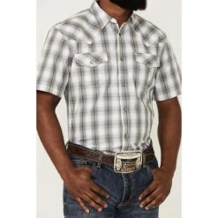 Cheapest ⌛ Cody James Men's Tranquil Ombre Plaid Short Sleeve Snap Western ???? Shirt White ???? -Cody James -shop unnamed file 1611