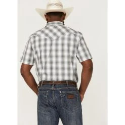 Cheapest ⌛ Cody James Men's Tranquil Ombre Plaid Short Sleeve Snap Western ???? Shirt White ???? -Cody James -shop unnamed file 1612