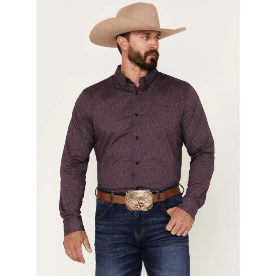 Wholesale ❤️ Cody James Men's Primative Geo Print Button-Down Western ???? Shirt Purple ???? 1 Wholesale ❤️ Cody James Men's Primative Geo Print Button-Down Western ???? Shirt Purple ????