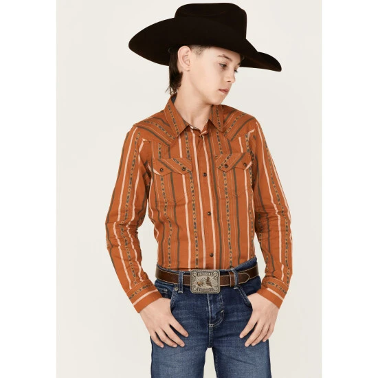 Buy ???? Cody James Boys' Southwestern Stripe Print Long Sleeve Snap Western ???? Shirt Brown ???? 1 Buy ???? Cody James Boys' Southwestern Stripe Print Long Sleeve Snap Western ???? Shirt Brown ????