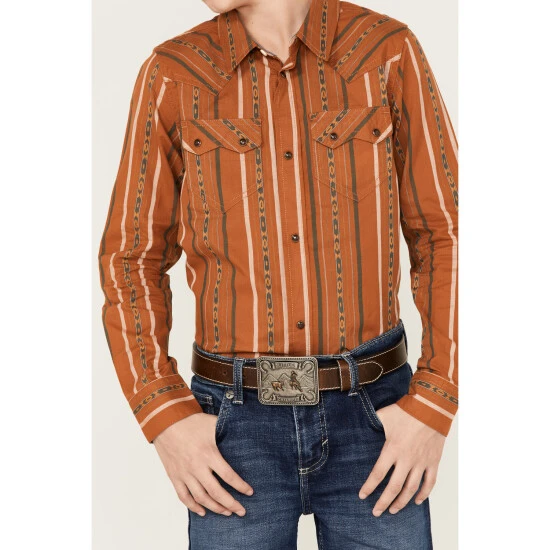 Buy ???? Cody James Boys' Southwestern Stripe Print Long Sleeve Snap Western ???? Shirt Brown ???? 3 Buy ???? Cody James Boys' Southwestern Stripe Print Long Sleeve Snap Western ???? Shirt Brown ???? - Image 3