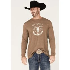 Deals ???? Cody James Men's Stay Free Logo Graphic Long Sleeve T-Shirt Brown ????