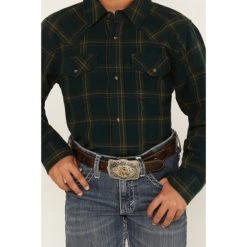 Buy ???? Cody James Boys' Plaid Print Long Sleeve Snap Western Flannel ???? Shirt Olive ❤️ -Cody James -shop unnamed file 1694