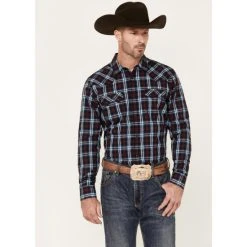 Budget ???? Cody James Men's Poker Night Plaid Print Long Sleeve Snap Western ???? Shirt Red ????