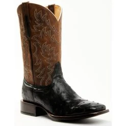 Best Sale ???? Cody James Men's Saddle Black Full-Quill Ostrich Exotic Western ???? Boots - Broad Square Toe ????