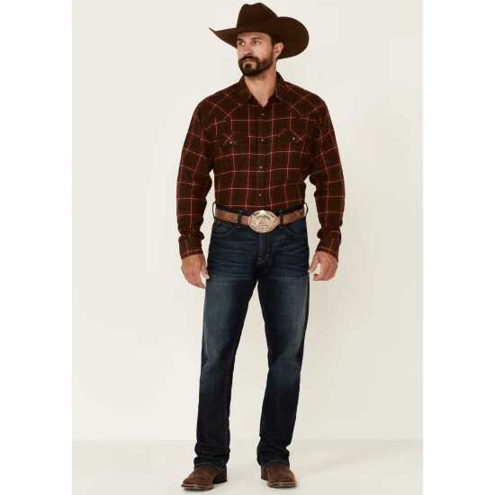 Budget ???? Cody James Men's Rust Workhorse Plaid Long Sleeve Snap Western Flannel ???? Shirt Rust Copper ???? 2 Budget ???? Cody James Men's Rust Workhorse Plaid Long Sleeve Snap Western Flannel ???? Shirt Rust Copper ???? - Image 2