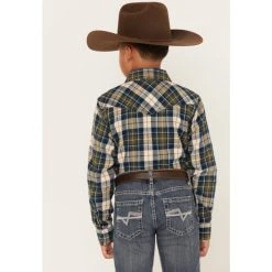 Promo ???? Cody James Boys' Plaid Print Long Sleeve Snap Western Flannel ???? Shirt Tan ???? -Cody James -shop unnamed file 1743