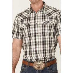 Outlet ???? Cody James Men's Statement Dobby Plaid Short Sleeve Snap Western ???? Shirt White ⭐ -Cody James -shop unnamed file 1762