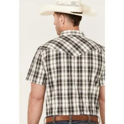 Outlet ???? Cody James Men's Statement Dobby Plaid Short Sleeve Snap Western ???? Shirt White ⭐ -Cody James -shop unnamed file 1763