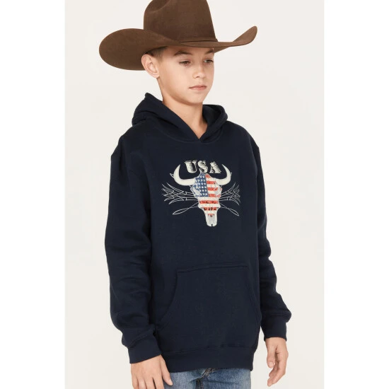 Brand new ⌛ Cody James Boys' Bull Flag Hooded Sweatshirt Navy ???? 2 Brand new ⌛ Cody James Boys' Bull Flag Hooded Sweatshirt Navy ???? - Image 2