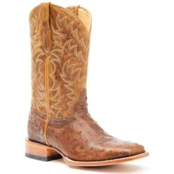 Flash Sale ⌛ Cody James Men's Exotic Full-Quill Ostrich Skin Western ???? Boots - Broad Square Toe Brown ????